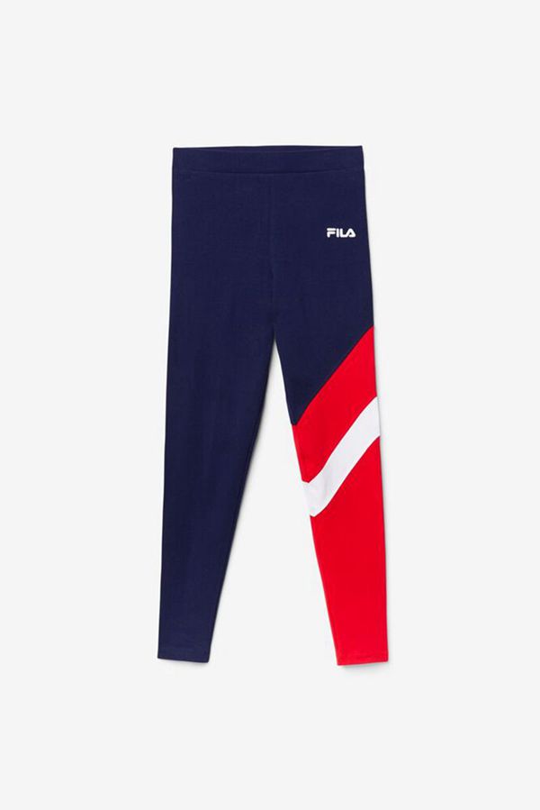 Fila Legíny Damske Námornícka Modrá / Červené / Biele - Reina High Waisted Workout Vypredaj - Slovak